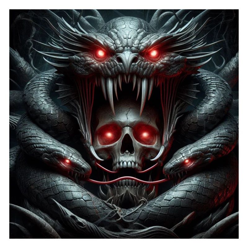 Crâne dévoré par les serpents