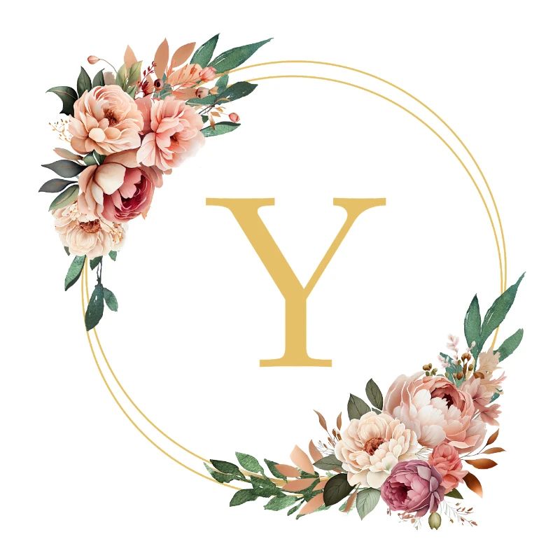 Y Monogramm, Blumen-Kranz, personalisierbar