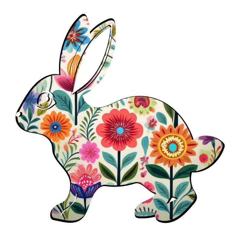 Silhouette fleurie de lapin de Pâques - Boho Chic
