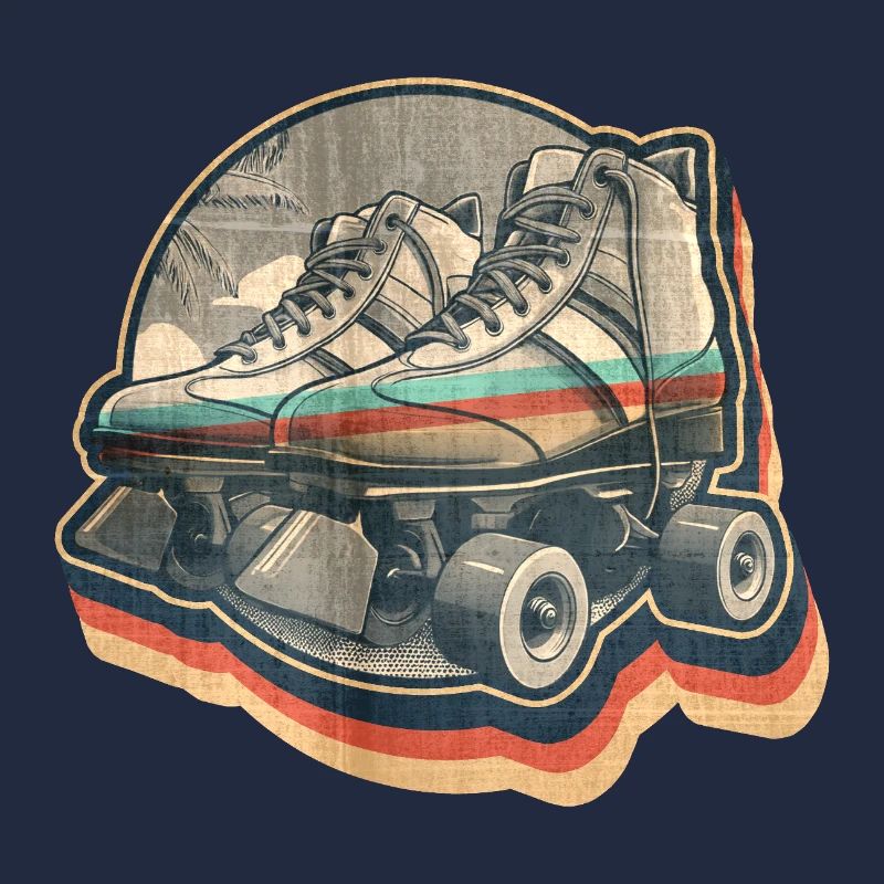 Roller vintage été rétro disco design graphique