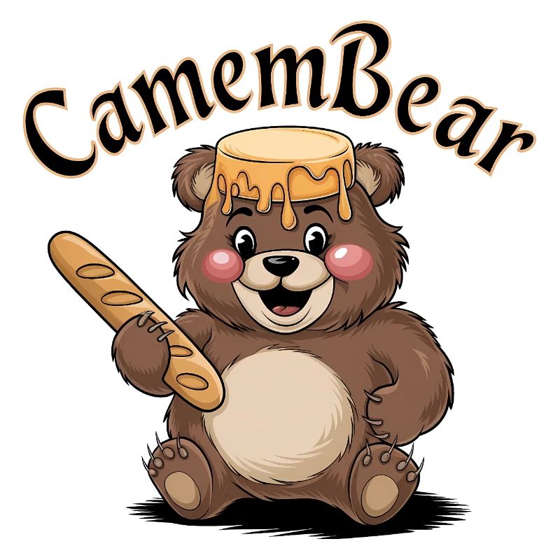 Bear with honey and baguette