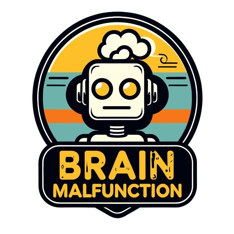 Brain Malfunction Retro Robot Logo