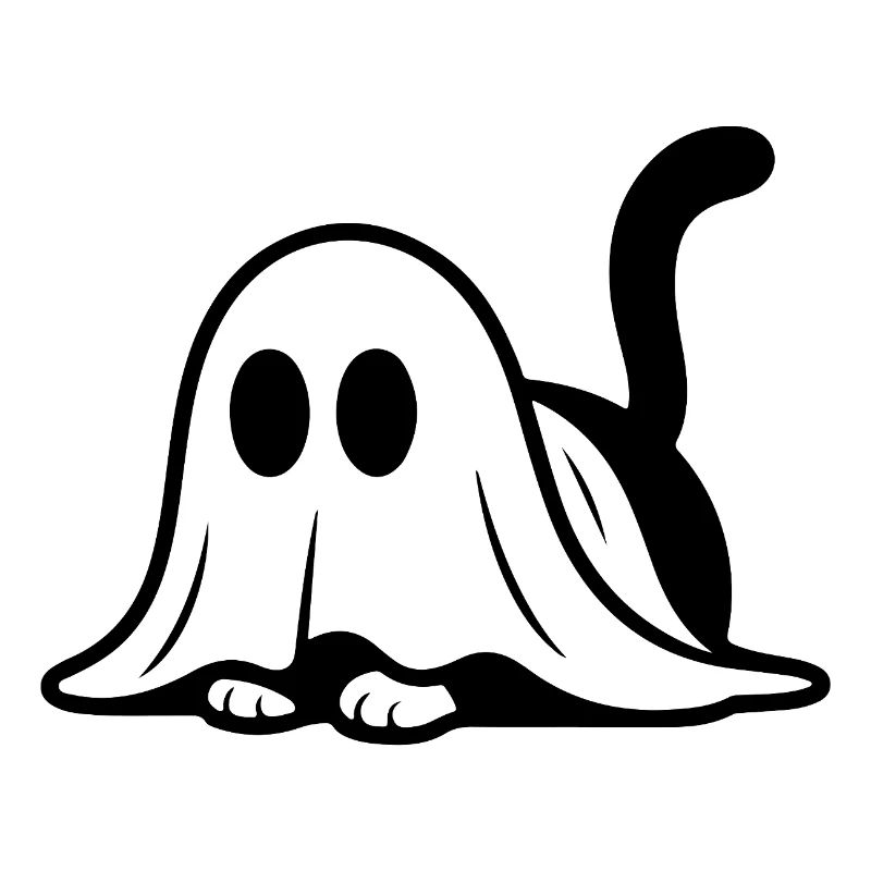 Cat dressed as a ghost – cute Halloween motif