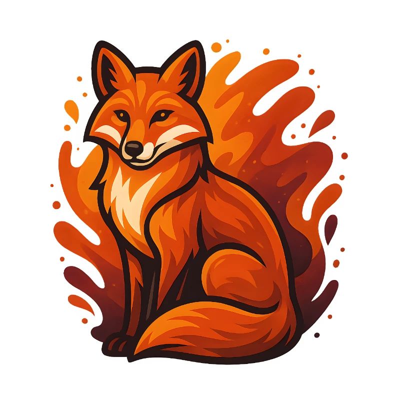 Flammender Fuchs im grafischen Stil