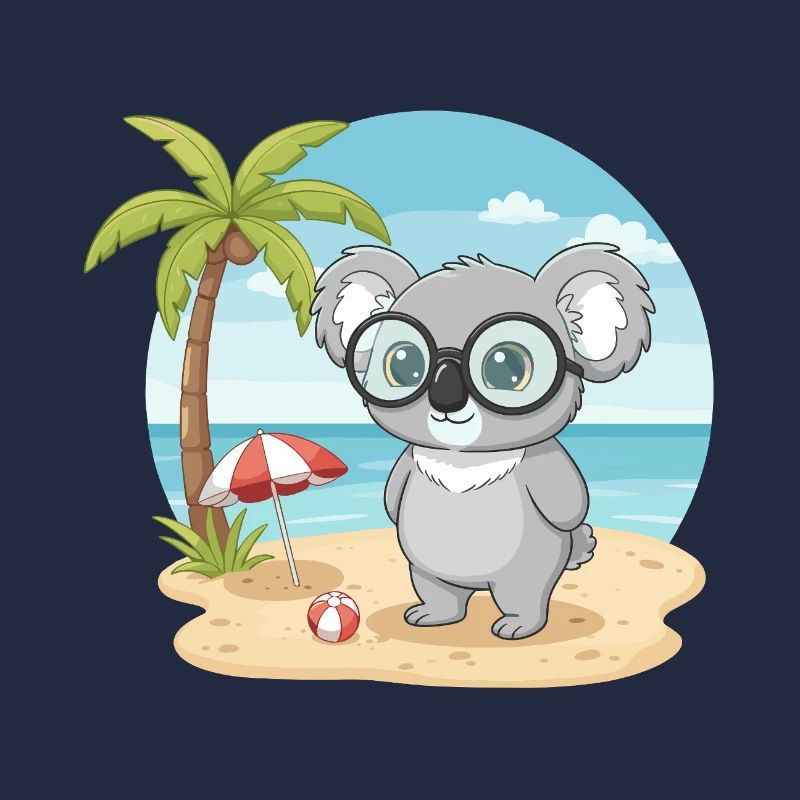 Süßer Koala mit Brille Strand-Sommerurlaub
