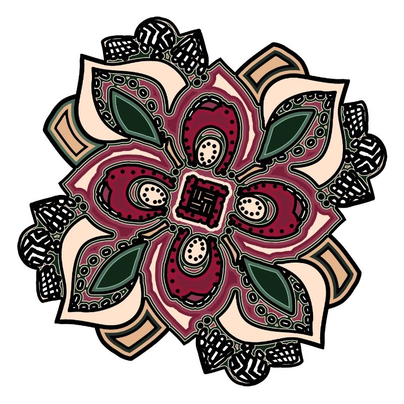Boho Mandala Blossom Pink Green