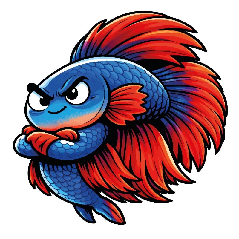 Blue Red Betta Fish