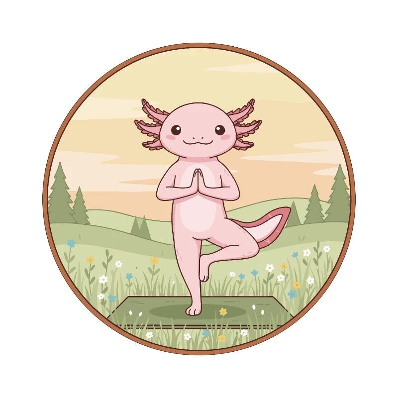 Yoga Axolotl Fish Doing Tree Pose