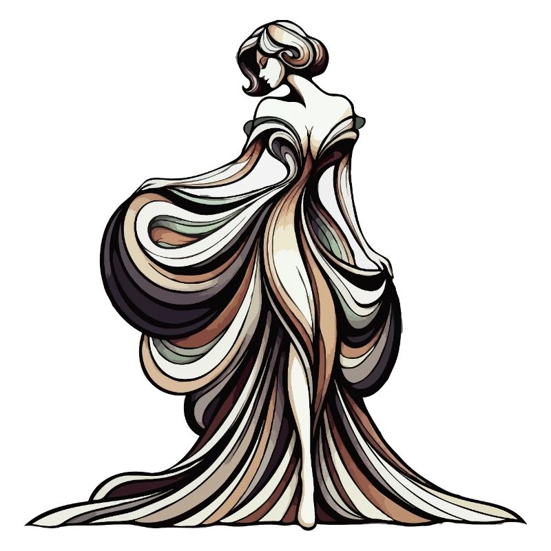 Femme rêveuse en robe fluide