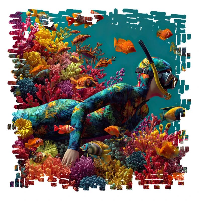 Coral Reef Diver Panorama