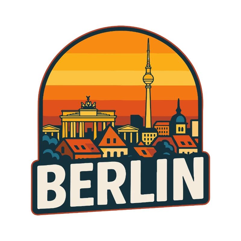 Berlin Skyline Retro Sunset Vintage Design
