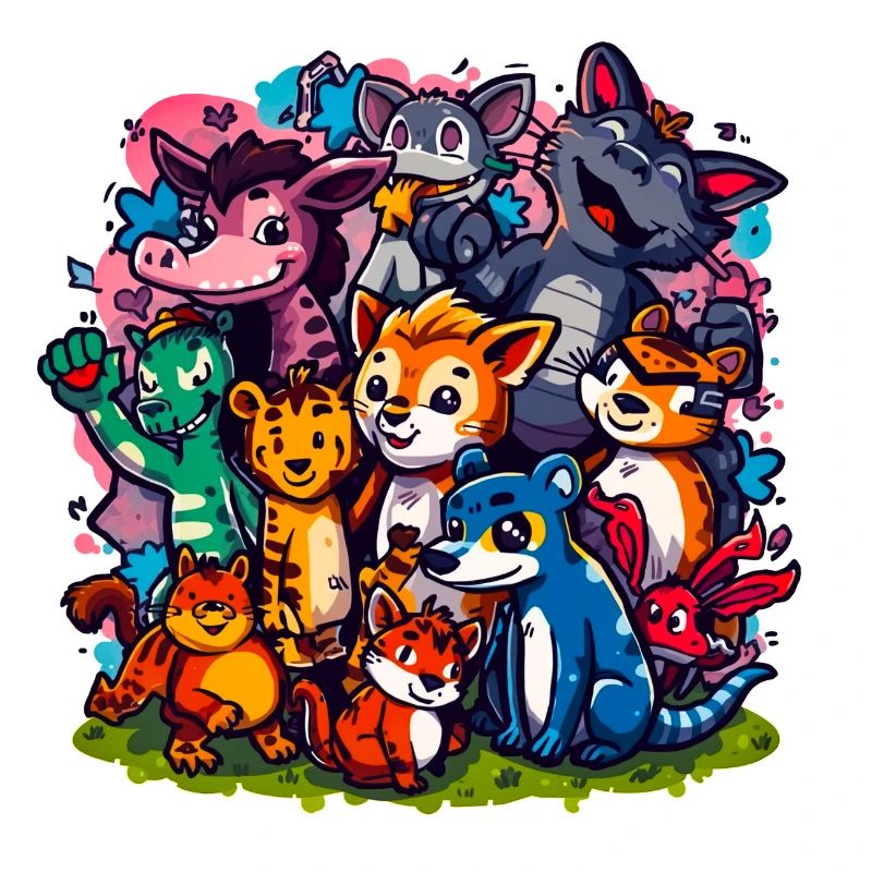 Animals Group Cartoon Colors