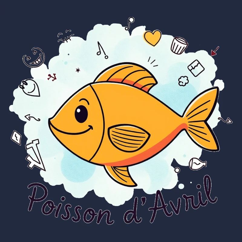 Poisson d’Avril - Orange Cartoon Fish