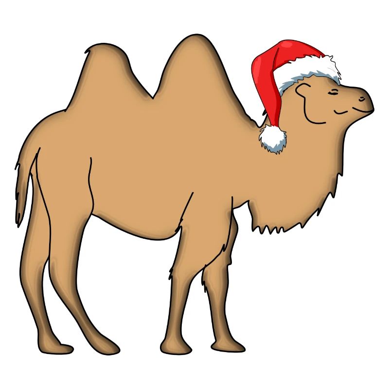 kamel mit weihnachtsmütze