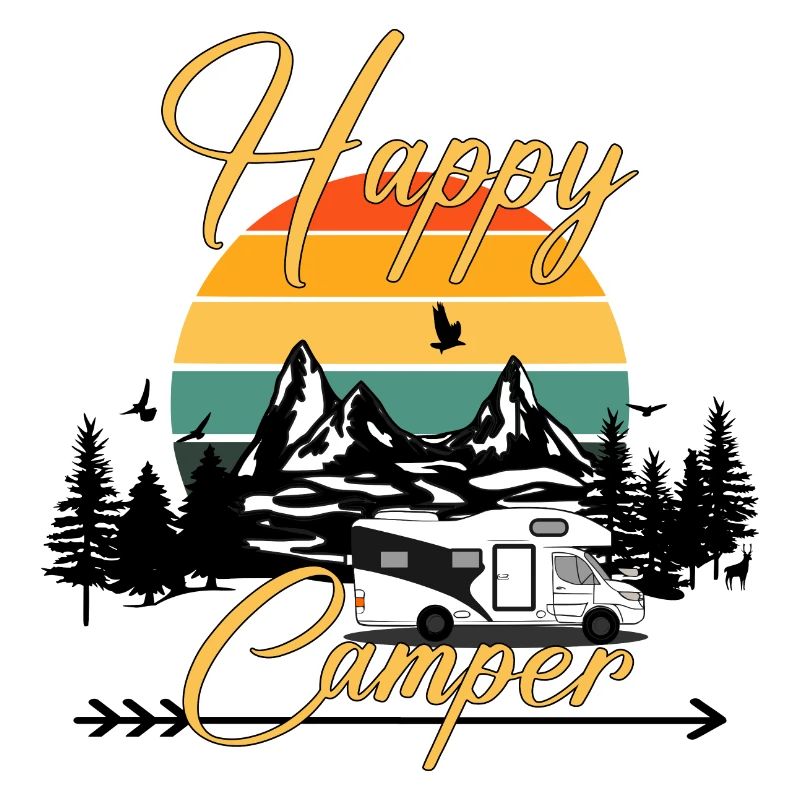 Happy Camper Campinghome Mountains Coucher de soleil