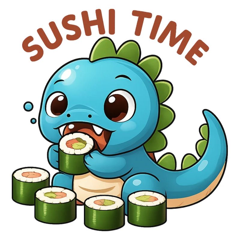 Cute dinosaur with sushi theme