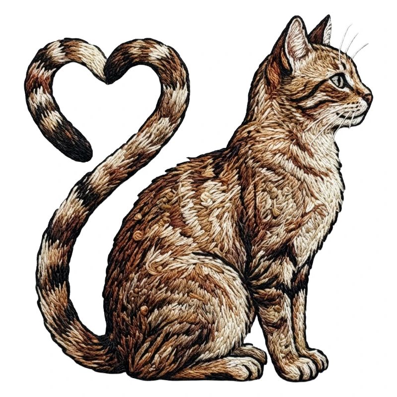 Amour des chats dans un look brodé (imprimé)