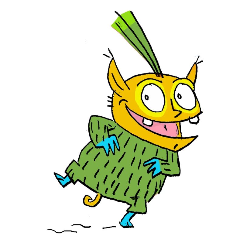 Fröhlicher Monster im Grünen Pullover