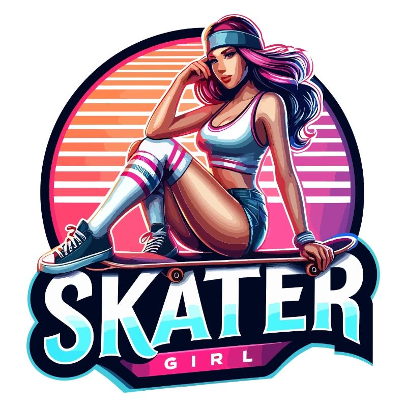 Retro Skate Mädchen Illustration