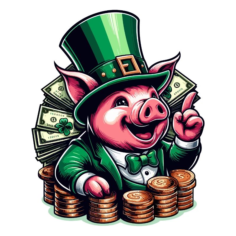 COCHON CHANCEUX JACKPOT ARGENT RICHE PROSPÉRITÉ VERT