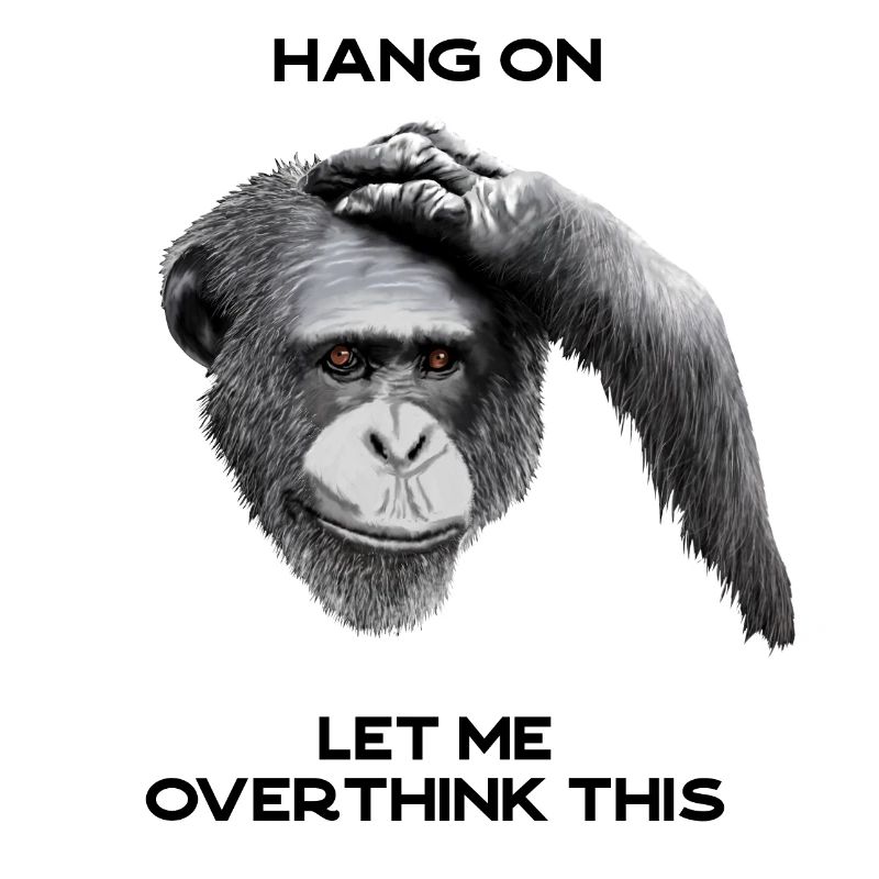 HANG ON, LET ME OVERTHINK THIS - chimpanzee, gray
