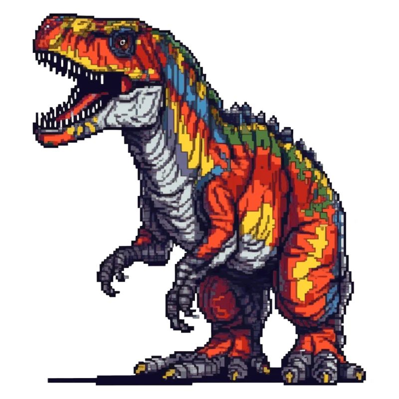 Dino in retro pixel graphics 8-bit or 16-bit