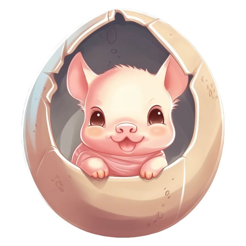 Pig in Eggshell - Charming Animal Design