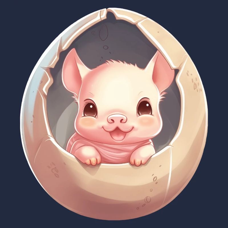 Pig in Eggshell - Charming Animal Design