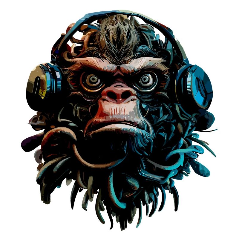 Affe mit Kopfhörern