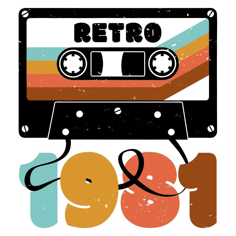 Retro Rainbow 80er Jahre Kassette Text