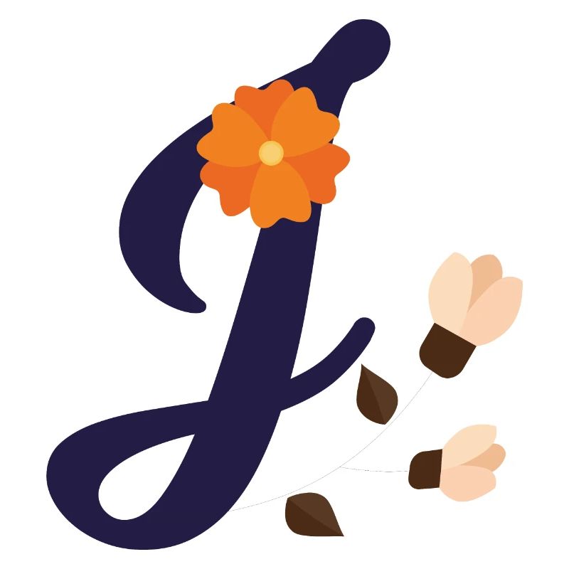 Eleganter Buchstabe 'J' mit Blumen