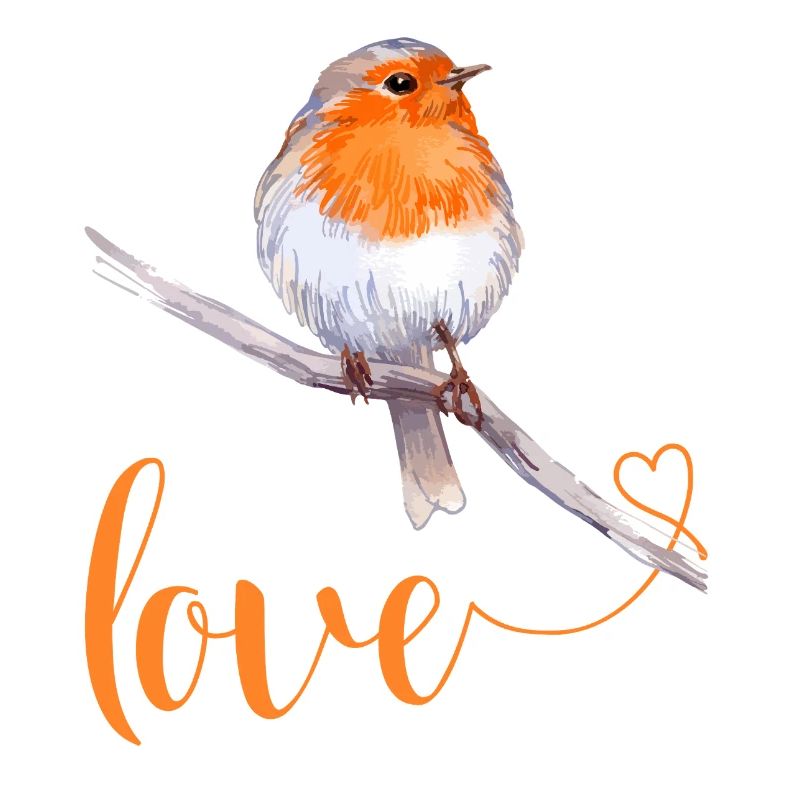 Robin with love text