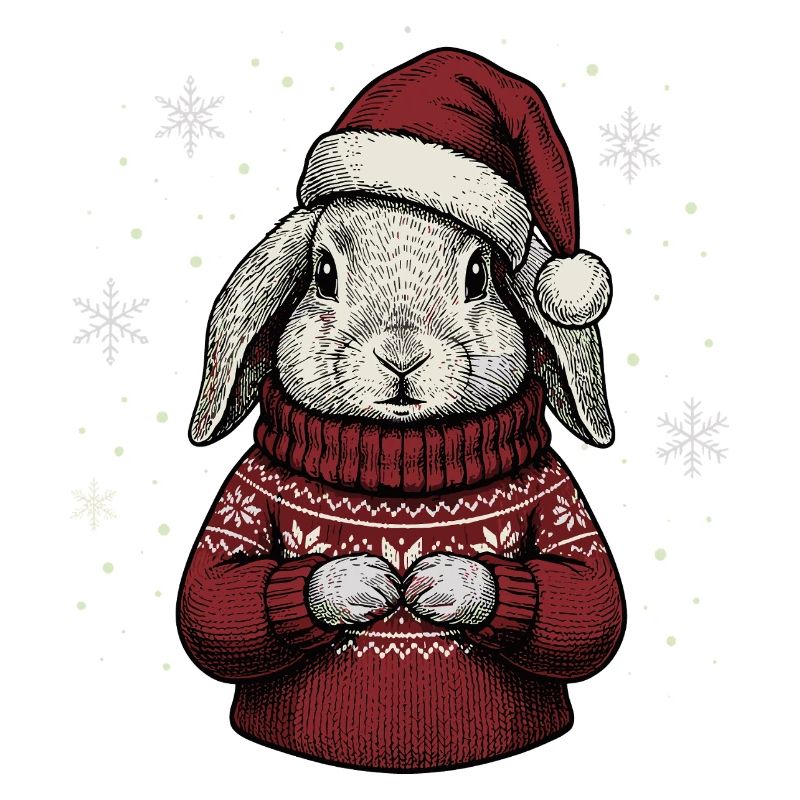 Funny Rabbit Santa Hat Christmas
