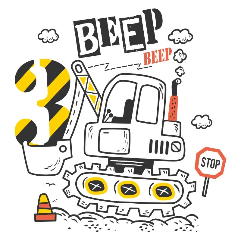 Geburtstag 3 Jahre Junge Bagger Baustelle