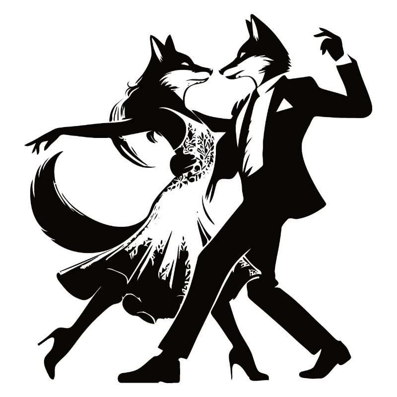 Conception élégante de danse Foxtrot avec des renards dansants