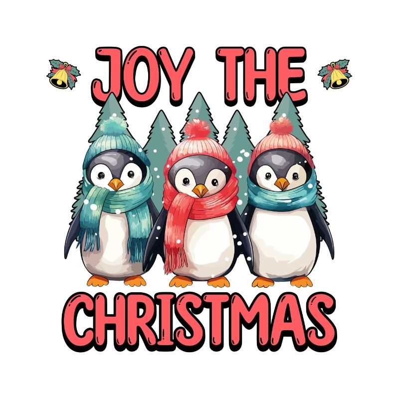 Pingouins de Noël écharpe chapeau arbre de Noël mignon