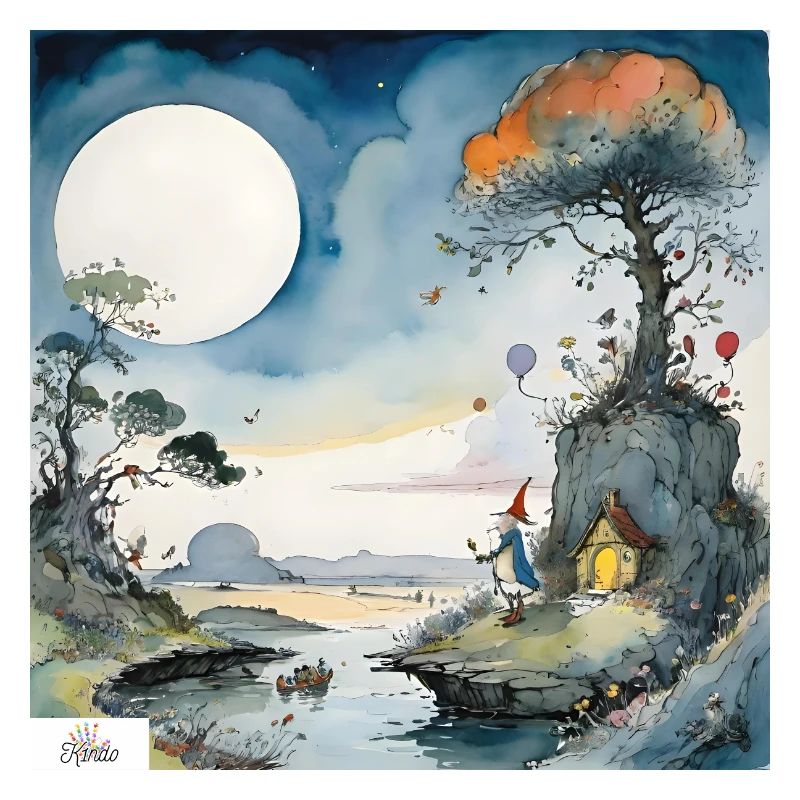 Cartoon-Zauberer-Traumlandschaft