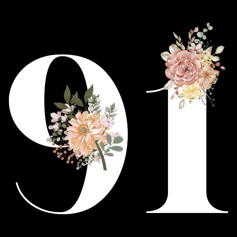 91e anniversaire fleuris (Cadeau de 91 ans)