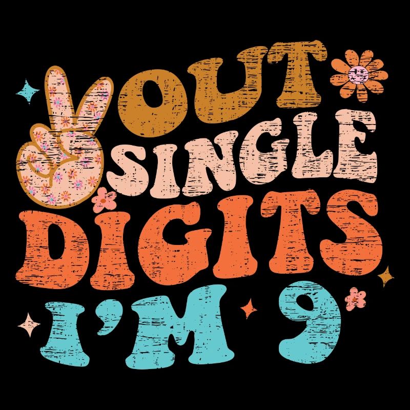 Groovy Peace Out Single Digits J’ai 9 ans d’anniversaire