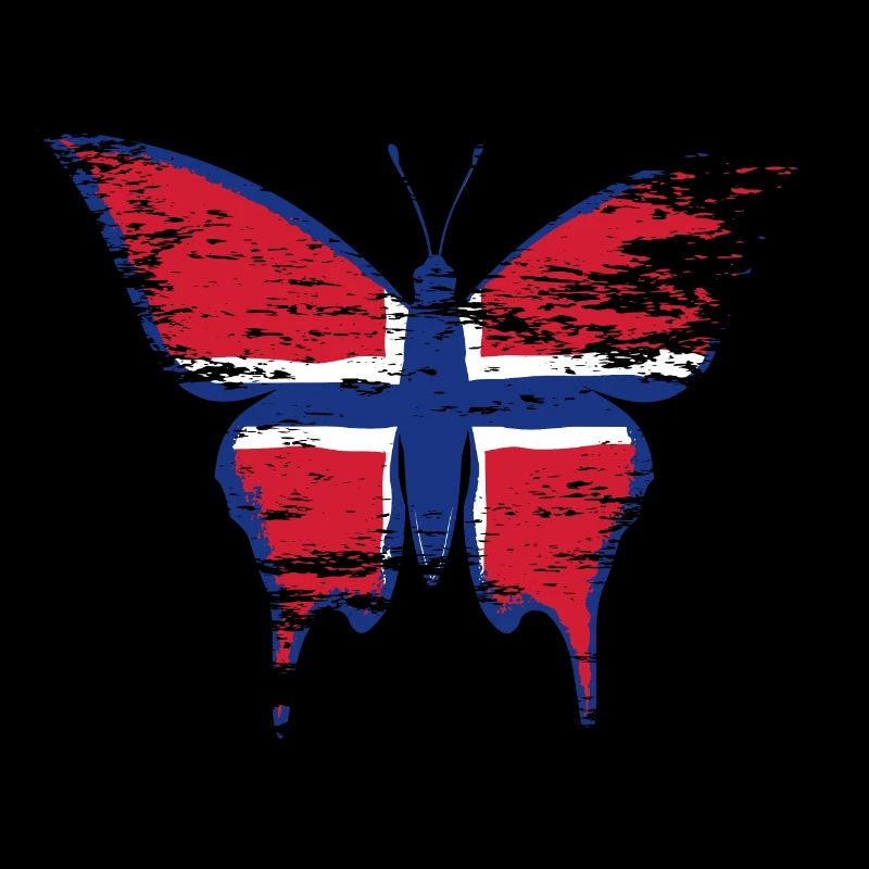 Drapeau de la Norvège papillon bleu