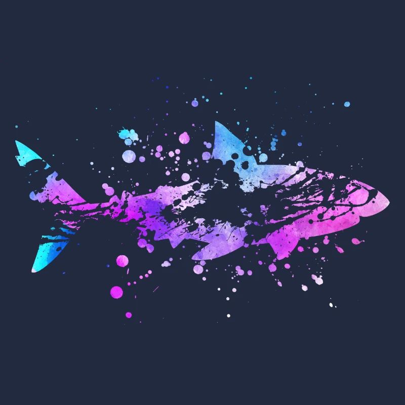 Requins aquarelles de poisson
