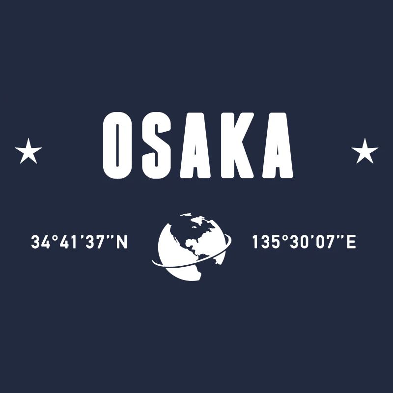 Osaka Japan Coordinates Planet Earth White