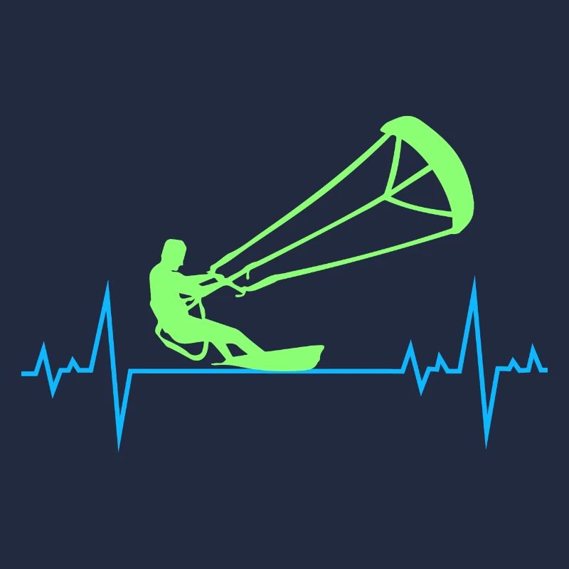 Kitesurfing Kiteboarding Kitesurf Heartbeat Pulse