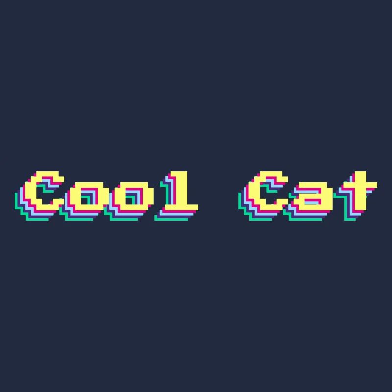 Cool Cat 90s Design 3D coloré Pixel Art