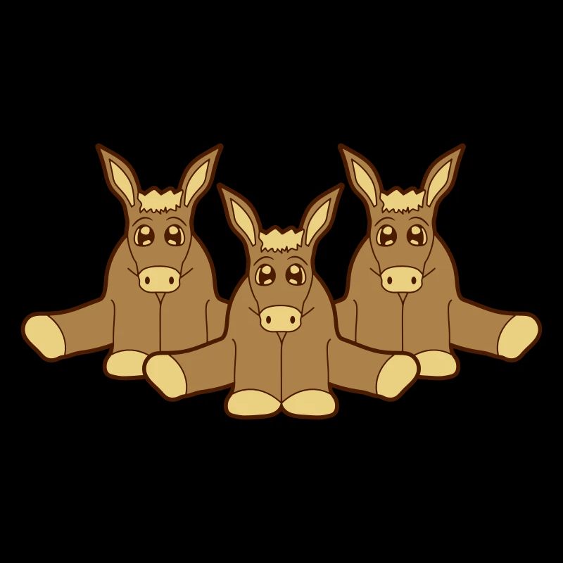 3 amis petit bébé mignon mignon assis âne pf