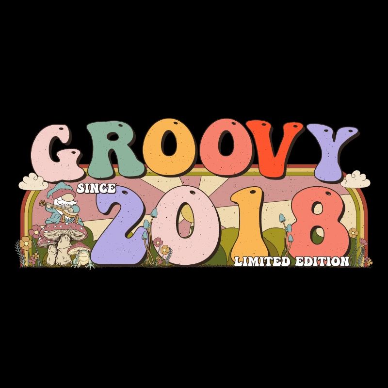 Groovy seit 2018 Retro Hippie 5. Geburtstag