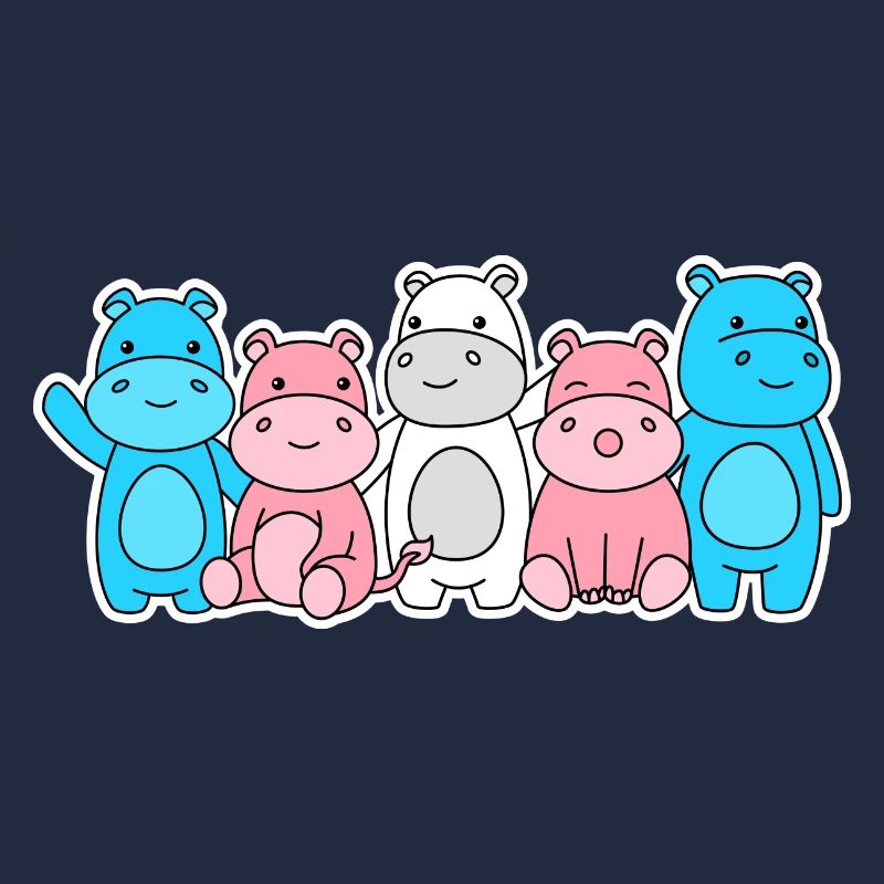Conception d’hippopotames trans flag pour les personnes trans