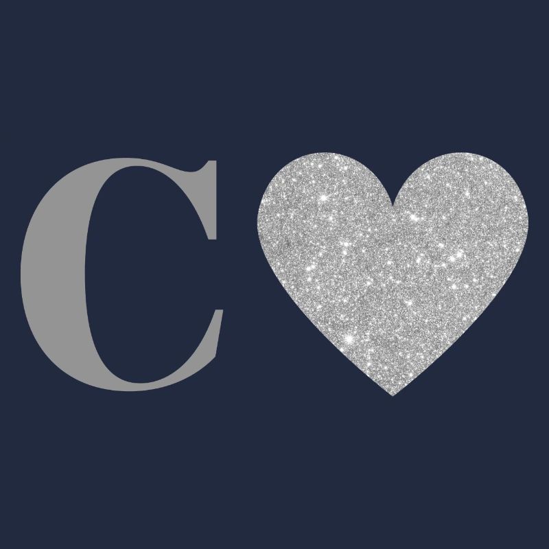 Letter c silver heart