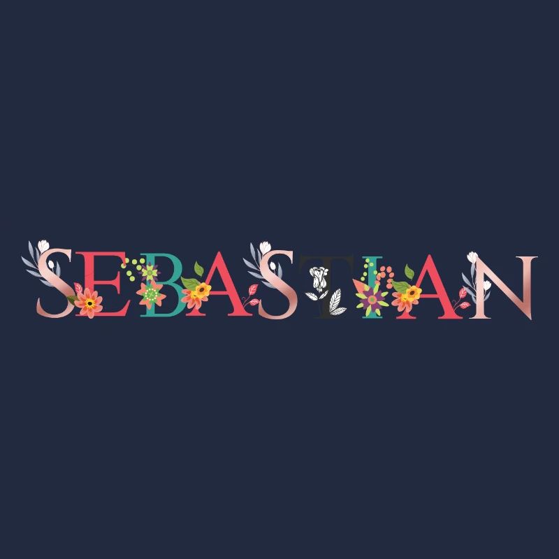 SEBASTIAN Art du nom avec fleurs brodées
