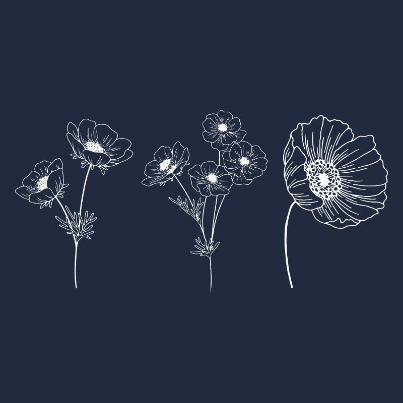 Groupe de fleurs minimalistes